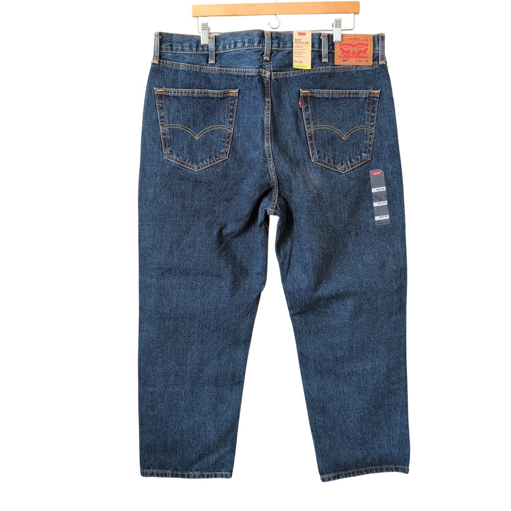 NWT Levis 505 Regular Fit Straight Leg Denim Mens Jeans 42x29 40x29 Dark Wash